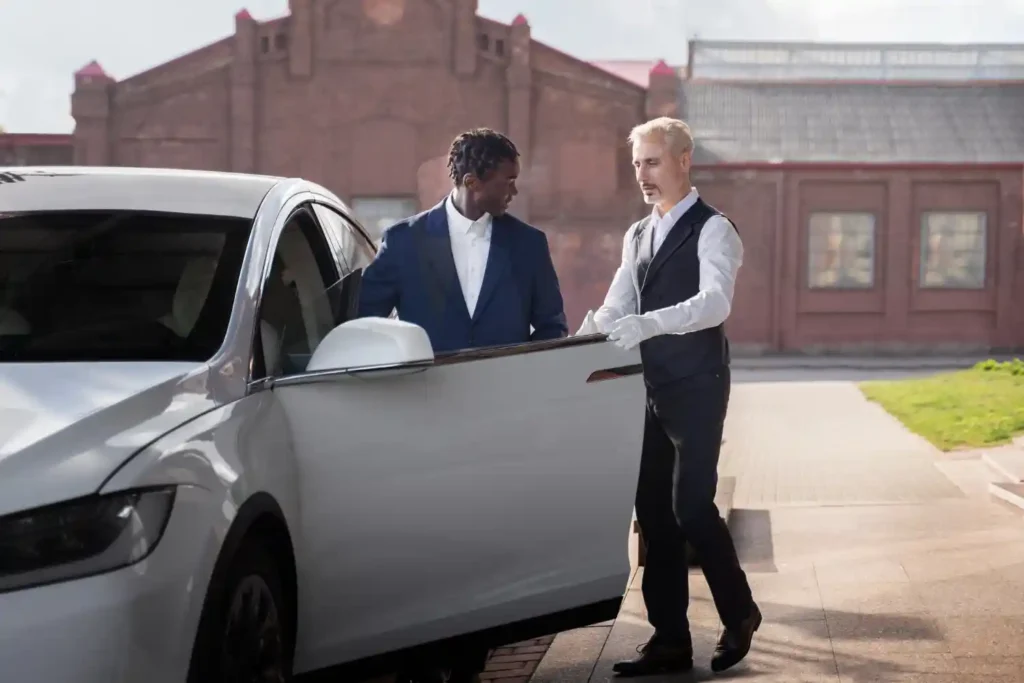 Luxury chauffeur-driven airport transfer car providing premium travel service in Guildford